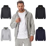 Iron Mountain Mens Reclaimed Yarn Eco Friendly Anti Pil Soft Fleece Flexible Comfortable Workwear Zip Hooded Hoodie Top Sweatshirt, Light Grey Marl, 2X-Large