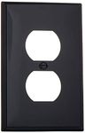 Leviton PJ8-E 1-Gang Duplex Receptacle Wallplate, Midway Size, Black