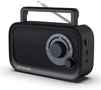 AM FM Radio with Best Reception, Bluetooth Speaker Portable Radio, DSP Plug in Wall Radio Battery Operated or AC Power with Headphone Jack, Large Tuning Knob for Home Kitchen Outdoor, Black