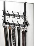 Over The Door Tri Hook Door Hanger, Belt Organizer Rack, 30 Coat Hooks, 2-Tier Holds Over 60 Belts, Heavy Duty Metal Towel Hanger with Triple-Hook Design, Over Door Coat Towel Rack, Back of Bathroom.