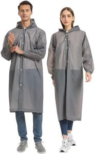 Opret 2 Pack Portable EVA Raincoats for Adults, Reusable Rain Ponchos with Hoods and Sleeves Lightweight Raincoats, Perfect for Outdoor Activities, Grey