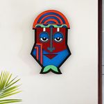 ExclusiveLane Tribal 'African Naughty Mask' Wooden Wall Decor For Living Room Bedroom (13 Inch) | Hand-Painted Decorative Wall Hangings For Home Decoration Wall Decoration Items