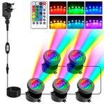 T-SUN Pond Lights Mains Powered, Colored Pond Light with Timer RGB Fountain Lights IP68 Waterproof Dimmable Outdoor Landscape Lights for Fish Tank Pond Fountain Garden (5 Lights)