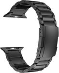 MaKTech Titanium Wristband,Metal Strap with Tortoise Buckle,Compatible with Apple Watch Series 10/9/Ultra 2/SE/8/7[2024] (46mm/45mm/44/49mm,Black)