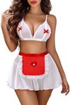 Avidlove Nurse Role Play Bra Panty Set for Cosplay Costume Outfit White Medium