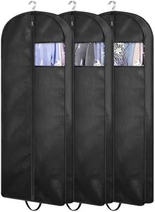 KIMBORA 54" Suit Bags for Closet Storage and Travel, Gusseted Hanging Garment Bags for Men Suit Cover With Handles for Clothes, Coats, Jackets, Shirts（3 Packs）