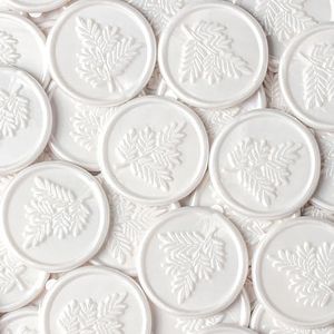 JAGERGREEN Wax Seal Stickers for Wedding Invitation, 48 Pcs White Self Adhesive Sealing Wax Sticker, Envelope Seal Stickers with Olive Branch Pattern for Envelopes Sealer, Gifts Wrapping, Christmas