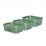 Curver Infinity Dots Set of 3 100% Recycled Medium Storage Baskets 11 Litres - Green