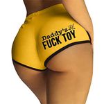 Womens Yoga Booty Shorts Sexy Printed Dance Sport Workout Hot Pants Plus Size Lounge Wear Briefs, Yellow, Medium