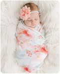 Giggle Angel Baby Receiving Blanket Swaddle Blanket Newborn Wrap Swaddle Headband Set -Bloom Flower Pattern