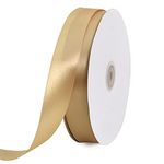 TONIFUL 1 Inch x 100yds Gold Satin Ribbon Wide Solid Fabric Ribbons Roll for Valentine's Day Gift Wrapping Invitation Floral Bouquets Hair Crafts Sewing Wedding New Year Eve Party Decoration