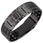 Feraco Magnetic Bracelets for Men, Titanium Steel Bracelets with 3X Ultra Strenth Neodymium Magnets, Adjustable Health Gift with Sizing Tool, Medium, Metal, no gemstone