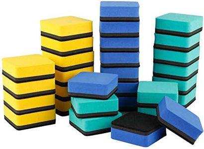 Maosifang 30 Pack Magnetic Whiteboard Dry Eraser Bulk Chalkboard Cleansers Wiper for Classroom Office Home(3 Colors, 1.97 x 1.97 Inch)