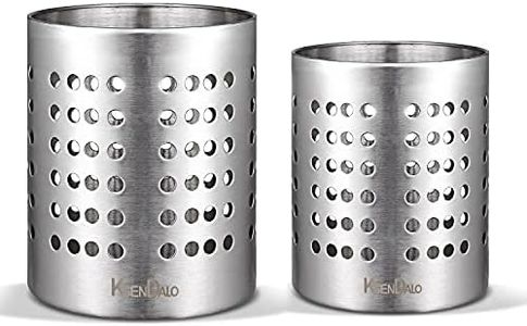 KSENDALO Utensil Sink Holder, Utility Sturdy Stainless Silverware Holder for Kitchen Home and Office, Weight: 13.5 ounces; Diameter 4.72"&3.94"(L&S)