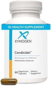 XYMOGEN Candicidal - Natural Support for Healthy Microbial Balance and GI Health - Oregano Extract, Sodium Caprylate, Ginger + Turmeric Extract, Olive Leaf Extract (60 Capsules)