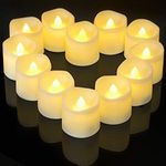 Ymenow Flickering Tea Lights with 6 Hours Timer, 12pcs CR2450 Battery Operated LED Flameless Tealight Bulk Bright Electric Candles for Home Christmas Wedding Birthday New Year Party Decor - Warm White