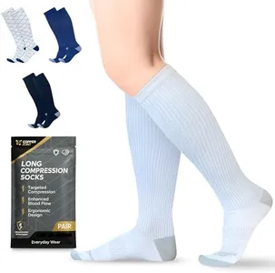Copper Compression Socks for Men & Women (15–20 mmHg) – Knee High Support Stockings for Nurses, Travel, Pregnancy, Running, Flight & Everyday Wear – White – Small