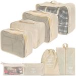 BELLE VOUS (8 Pack Cream Travel Packing Cubes - Multifunctional Packing Cubes for Suitcase - Compression Waterproof Storage Bags for Clothes, Toiletries & Other Travel Essentials