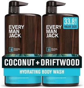 Every Man Jack Coconut + Driftwood Mens Body Wash for All Skin Types - Cleanse, Hydrate, and Smell Great - Free of Parabens, Phtalates, and Dyes - 33.8 fl oz (2 Pack)