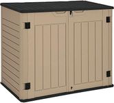 YITAHOME Outdoor Horizontal Storage Sheds w/o Shelf, 35 Cu Ft Lockable Resin Waterproof Shed, Ideal for Garden Tools, Easy to Assemble, Brown