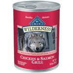 Blue Buffalo Wilderness High Protein Grain Free, Natural Adult Wet Dog Food, Salmon & Chicken Grill 354g Can (Pack of 12)