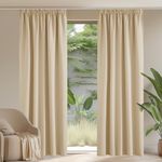 PONY DANCE Decorative Curtain Panels - Super Soft Pencil Pleat Room Darkening Window Curtains for Living Room Thermal Draperies for Energy Saving, 2 Panels, W66 X L90, Biscotti Beige