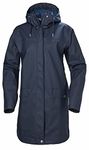 Helly Hansen Women's Moss Long Hooded Fully Waterproof Windproof Raincoat Jacket, 597 Navy, Medium