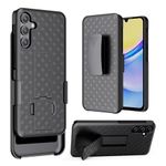 HIDAHE Samsung Galaxy A15 5G Phone Case, Galaxy A15 Belt Clip Holster Case Slim Combo Shell with Kickstand Swivel Belt Clip Holster Rugged Protective Cover for Samsung Galaxy A15 2024 Release, Black