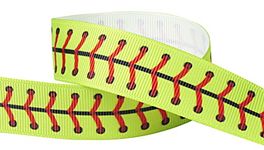Q-YO 7/8" 5yd Baseball/Softball Prints Ribbon for Crafts, Gift Wrapping, Cheer Bows, Pony Streamers.(Seams)