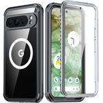 ANTSHARE for Google Pixel 9 Pro XL Case, Pixel 9 Pro XL Case With [Built-in Screen Protector] Support MagSafe, Military Grade Shockproof Clear Back Magnetic Case for Pixel 9 Pro XL - Black