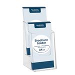 Europel 2-Tier Leaflet & Brochure Holder for a 1/3 folded A4 Size document, Clear Acrylic Construction Booklet, Flyer Menu Display Dispenser Office, Restaurants Reception Portrait |, 350105