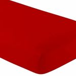 Sasma Home - 100% Jersey Cotton Extra Deep Fitted Sheet - Easy Care - Hypoallergenic - Natural Cotton Fitted Sheet - 40cm / 16 Inch Extra Deep Fitted Sheet (Red, Double)