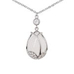 Hiqmic 925 Sterling Silver Flower Bud Opal Pendant Necklace White Gold Plated Jewelry Gifts for Women 16"-18"_WK99109-Silver