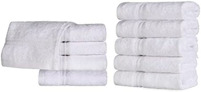 SUPERIOR Egyptian Cotton 10-Piece Face Towel Set, Small Towels for Facial, Spa, Quick Dry, Absorbent Towels, Bathroom Accessories, Guest Bath, Home Essentials, Washcloth, Airbnb, White