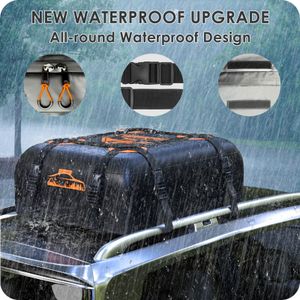 Rymopuey Waterproof Car Roof Bag, 15 Cubic Ft – No Rack Needed, Orange