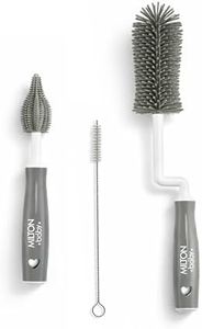 Milton Baby Silicone 3-in-1 Bottle Brush Set | 360° Movable Long Handle | Bottle, Nipple & Straw Cleaner | BPA-Free, Food Grade I Scratch-Free Soft Bristles for Narrow & Wide Neck Bottle I Grey