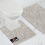 Gorilla Grip Soft Chenille Area Rug Set, 2 Piece Sets, Toilet Base Mat & 30x20 Mat, Absorbent Washable Mats, Microfiber Dries Quickly, Bath Rugs for Tub, Bathroom, Lt Gray