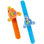 FunBlast Light for Kids – Set of 2 Pcs Kids Wrist Band for Boys and Girls Spinning Slap Band Cute Bracelet Wrist Band with LED Light Up, Return Gift for Kids – Random (Set of 2-Random)