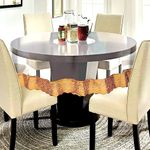 Kuber Industries Tea Table Cloth|Round Table Cover | PVC Golden Lace Table Sheet |Table cloth for Round Area | 60" | DTC | Gold