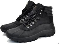 kingshow Men's Waterproof Black Genuine Leather 0705-2 Work Boots Shoes 9 M US