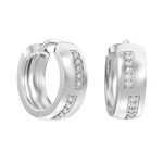 LeCalla 925 Sterling Silver Huggie Earring Hoops for Men Women & Teens | BIS Hallmarked Small Round Pave Cubic Zirconia Huggie Hoop Earrings 15MM