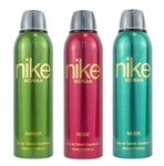 Nike Unisex Amber + Rose + Musk Spray Deodorant For Woman- Pack Of 3 (200Ml Each), 3 Count
