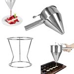 EMAGEREN Stainless Steel Funnel Octopus Balls Tools 1.2 L Pancake Batter Dispenser with Rack Funnel Cake Desserts Maker Confectionery Funnel Jam Desserts Funnel for Kitchen Bakery Use