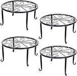 Tosnail 4 Pack 9" Metal Plant Stands for Indoor and Outdoor, Planters Stand, Flower Pots Holder, Beverage Dispenser Stand, Pumpkin Stand for Floor and Tabletop Decoration - Black