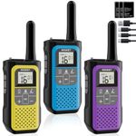 Walkie Talkies for Adults Kids, NXGKET Long Range Walkie Talkie Rechargeable 2 Way Radios 16 Channels with 1200mAh Li-ion Battery, USB-C Cable, VOX for Boys Girls Toys Outdoor Camping Hiking 3 Pack