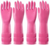 PACIFIC 2 Pairs Reusable Rubber Gloves for Washing Dishes and Cleaning Tasks, Water Resistant Household Gloves for Kitchen Bathroom, Grippy Latex Dish Washing, Pink, Small