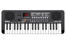 Akkord 37 Keys Music Keyboard – Black Edition | MIDI USB-C, Touch Response, 200 Rhythms, Tones & 40 Demos, LED Display, Portable Beginner Piano Compatible with GarageBand.