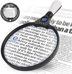 Magnifying Glass with Light, 5.5inch Extra Large Magnifier with 3Led Lights for Seniors, Reading, Macular Degeneration, Exploring, Coins (Black)