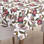 Encasa Dining Table Cloth - 6 ft - Water Repellent - Rectangular - Polyester Printed Twill Fabric Table Cover - 140x180 cm - Machine Washable - Durable - Chintz Red