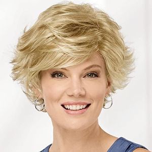 Paula Young Dance Whisperlite Wig Short, Fashion-Forward, Wavy Wig with Razor-Cut Bangs and Luscious Layers/Available in Multi-tonal Shades of Blonde, Grey, Brown, and Red